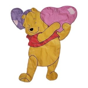 Vtg Disney Winnie The Pooh Valentine Heart Nylon Embroidered Flag 36x40” 1999